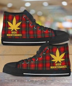 high maintenance weed leaf golden all over printed high top canvas shoes 2