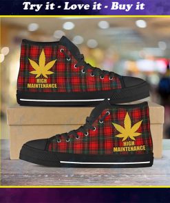 high maintenance weed leaf golden all over printed high top canvas shoes