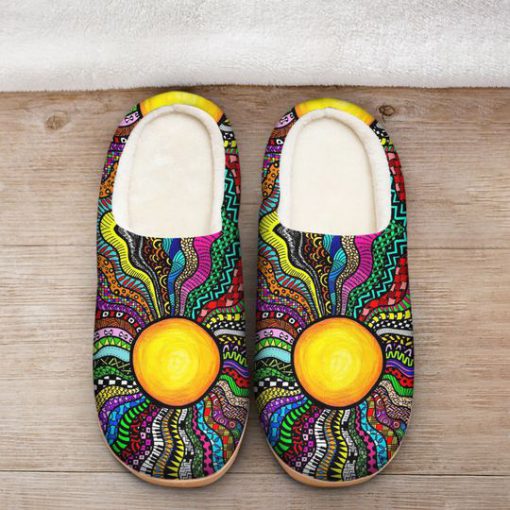 hippie sun colorful all over printed slippers 2