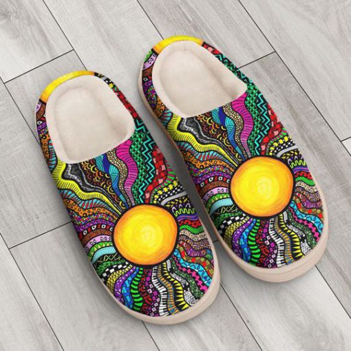 hippie sun colorful all over printed slippers 4