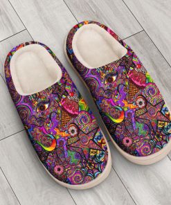 hippie symbol colorful all over printed slippers 3