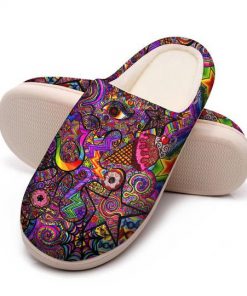 hippie symbol colorful all over printed slippers 5