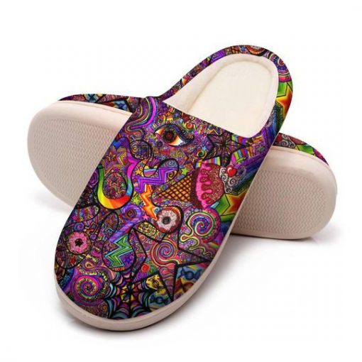 hippie symbol colorful all over printed slippers 5