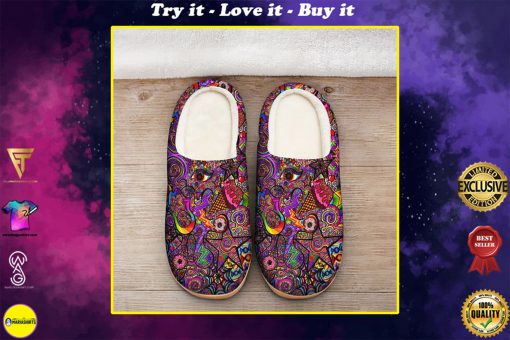 hippie symbol colorful all over printed slippers