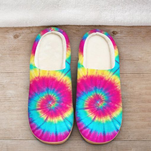 hippie tie dye colorful all over printed slippers 2