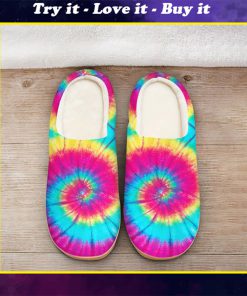 hippie tie dye colorful all over printed slippers