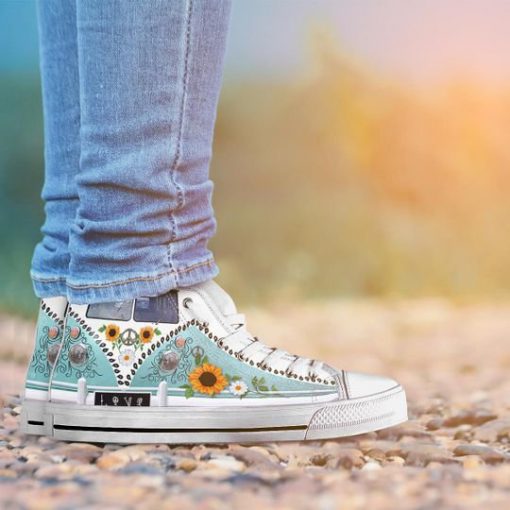 hippie vans love camping all over printed high top canvas shoes 5