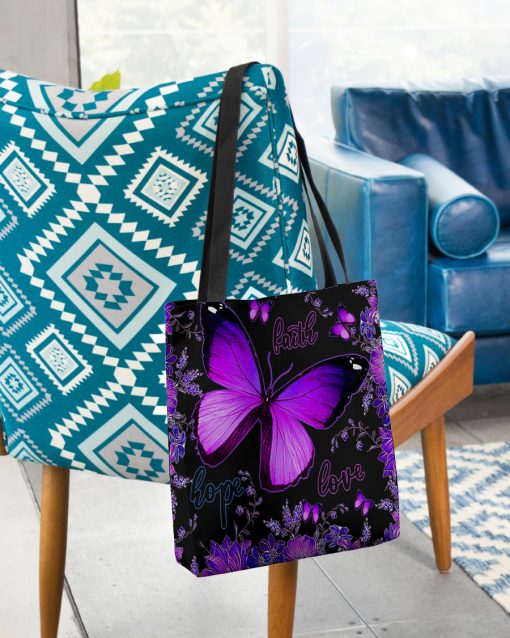 hope faith love butterfly night all over printed tote bag 2
