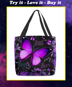 hope faith love butterfly night all over printed tote bag
