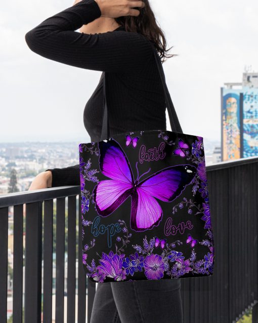hope faith love butterfly night all over printed tote bag 4