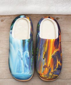 horse ice and fire colorful all over printed slippers 2