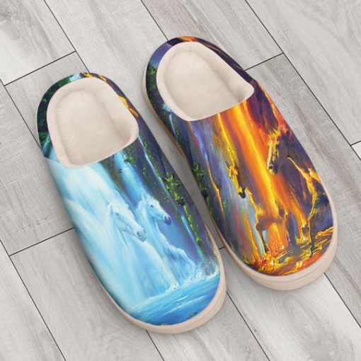 horse ice and fire colorful all over printed slippers 3