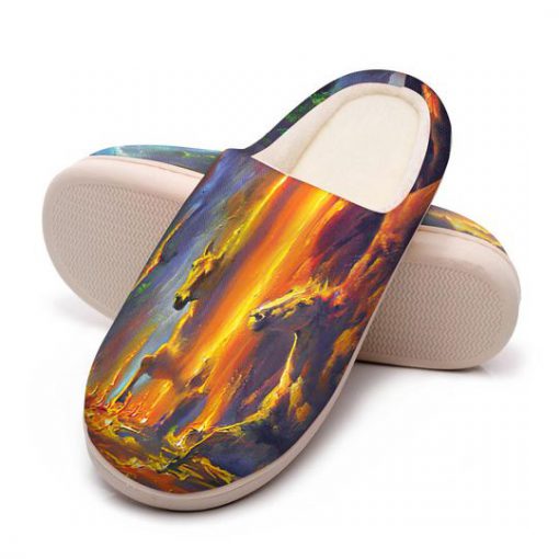 horse ice and fire colorful all over printed slippers 5