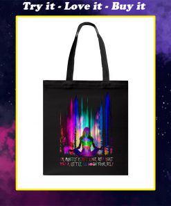 im mostly peace love and light yoga all over printed tote bag