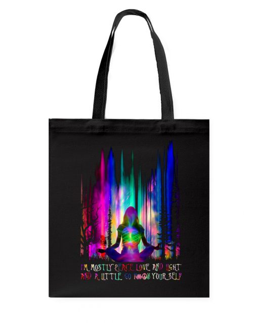 im mostly peace love and light yoga all over printed tote bag 3