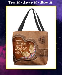 im not a widow im a wife to a husband with wings heartbeat tote bag