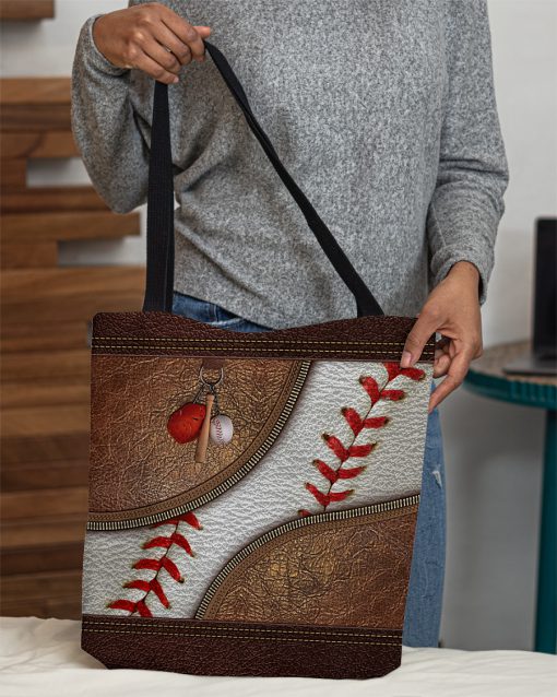 love baseball vintage all over printed tote bag 4
