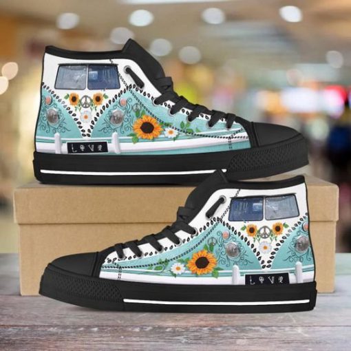 love camping hippie vans car all over print high top canvas shoes 2