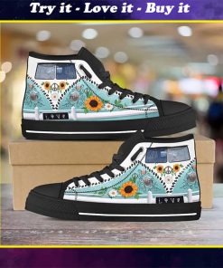 love camping hippie vans car all over print high top canvas shoes
