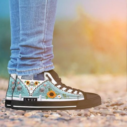 love camping hippie vans car all over print high top canvas shoes 5