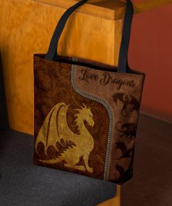 love dragons leather pattern all over print tote bag 3