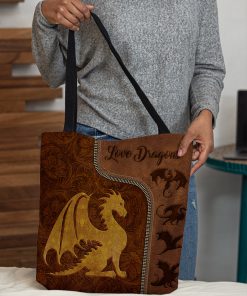 love dragons leather pattern all over print tote bag 4