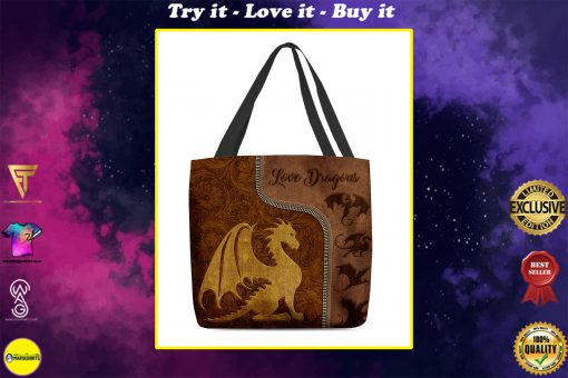 love dragons leather pattern all over print tote bag