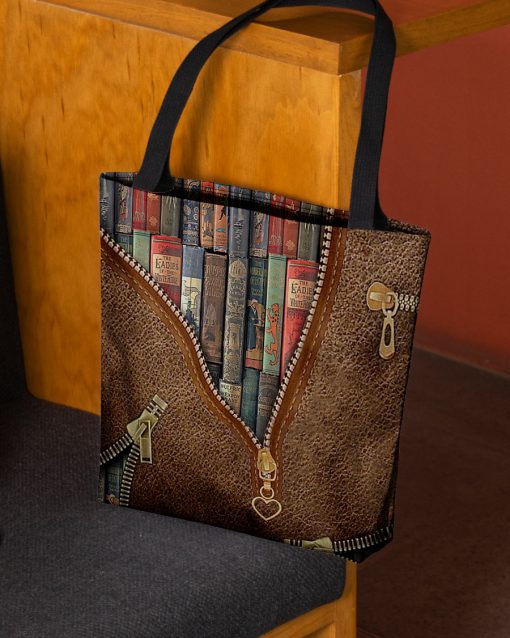 love reading leather pattern all over printed tote bag 3