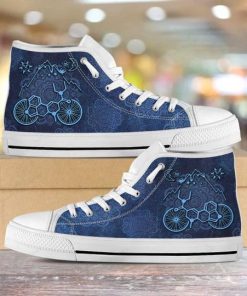 mandala lsd bicycle all over printed high top canvas shoes 2