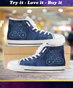 mandala lsd bicycle all over printed high top canvas shoes