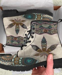 mandala weed leaf all over printed winter boots 2