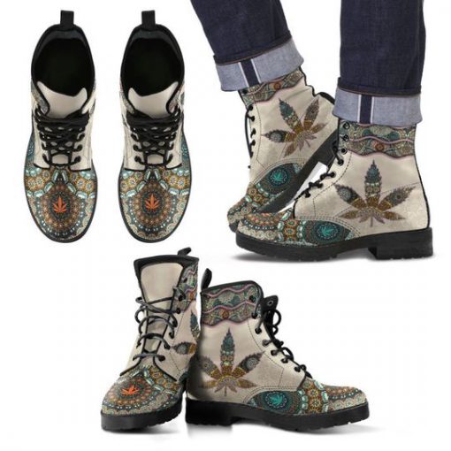 mandala weed leaf all over printed winter boots 3
