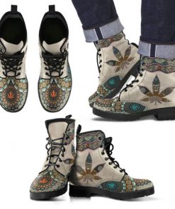 mandala weed leaf all over printed winter boots 5