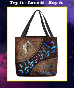 never walk alone wings leather pattern all over print tote bag
