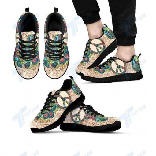 peace flower paisley hippie all over print sneakers 4