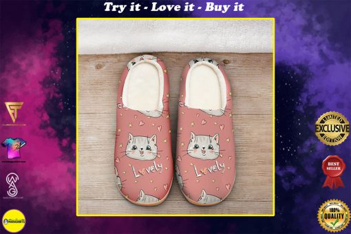 pink cat lovely all over printed slippers