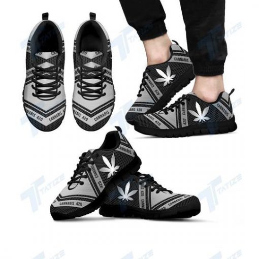 silver metal weed cannabis all over printed sneakers 2