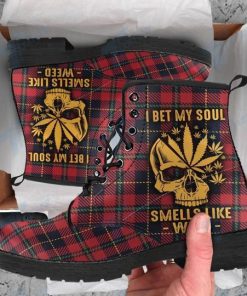 skull i bet my soul smell like weed all over printed winter boots 5