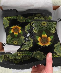 sunflower marijuana mandala all over print winter boots 2