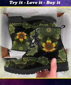 sunflower marijuana mandala all over print winter boots