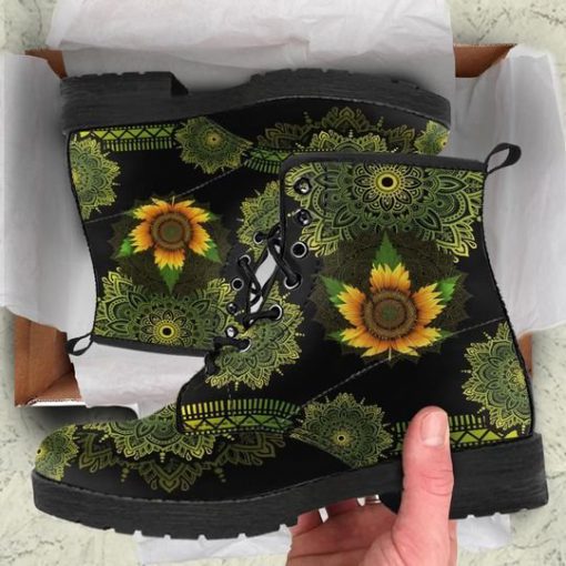 sunflower marijuana mandala all over print winter boots 3