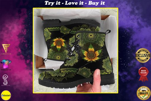 sunflower marijuana mandala all over print winter boots