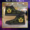 sunflower weed leaf all over printed high top canvas shoes
