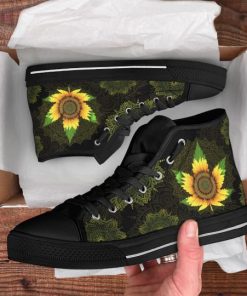 sunflower weed leaf all over printed high top canvas shoes 4