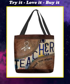 teacher love inspire leather pattern all over print tote bag
