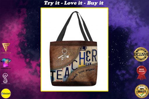 teacher love inspire leather pattern all over print tote bag