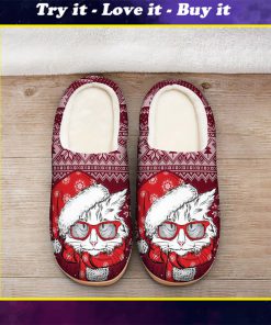 the CAT with santa hat all over printed slippers