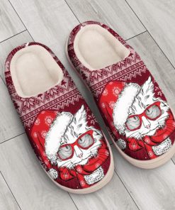 the CAT with santa hat all over printed slippers 3