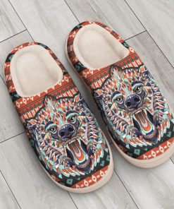 the bear with native american pattern all over printed slippers 3