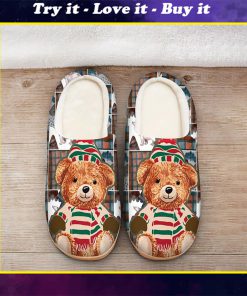the bear with santa hat all over printed slippers